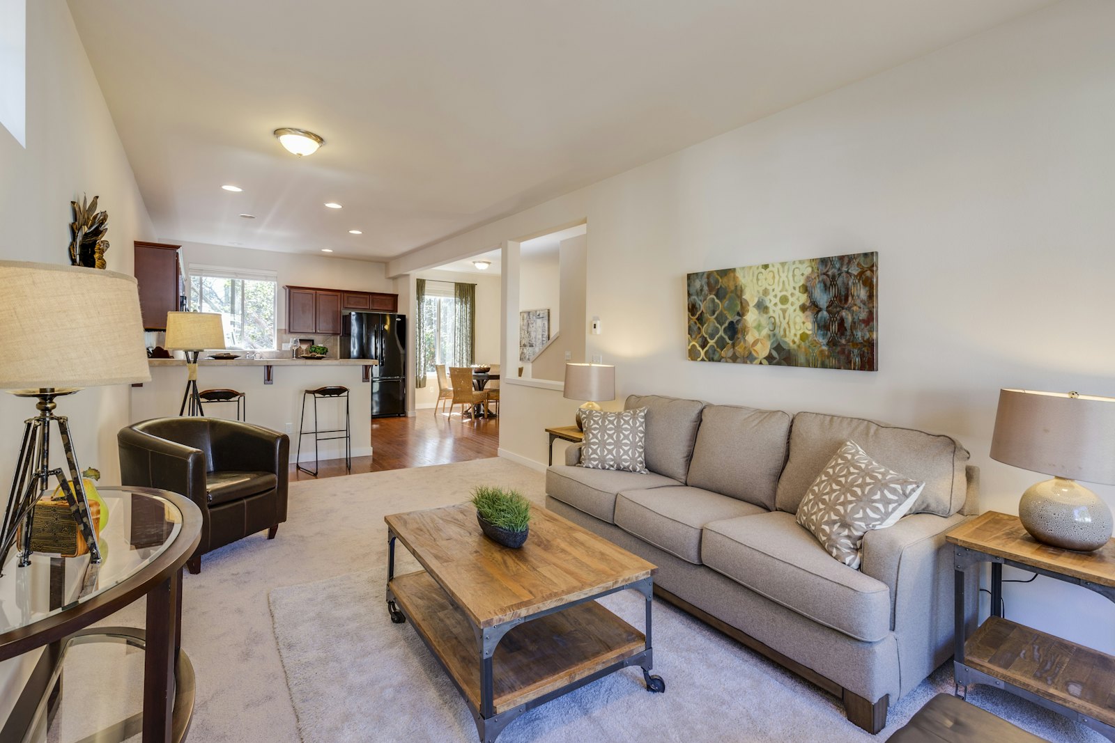 Photo · living room with timber beams